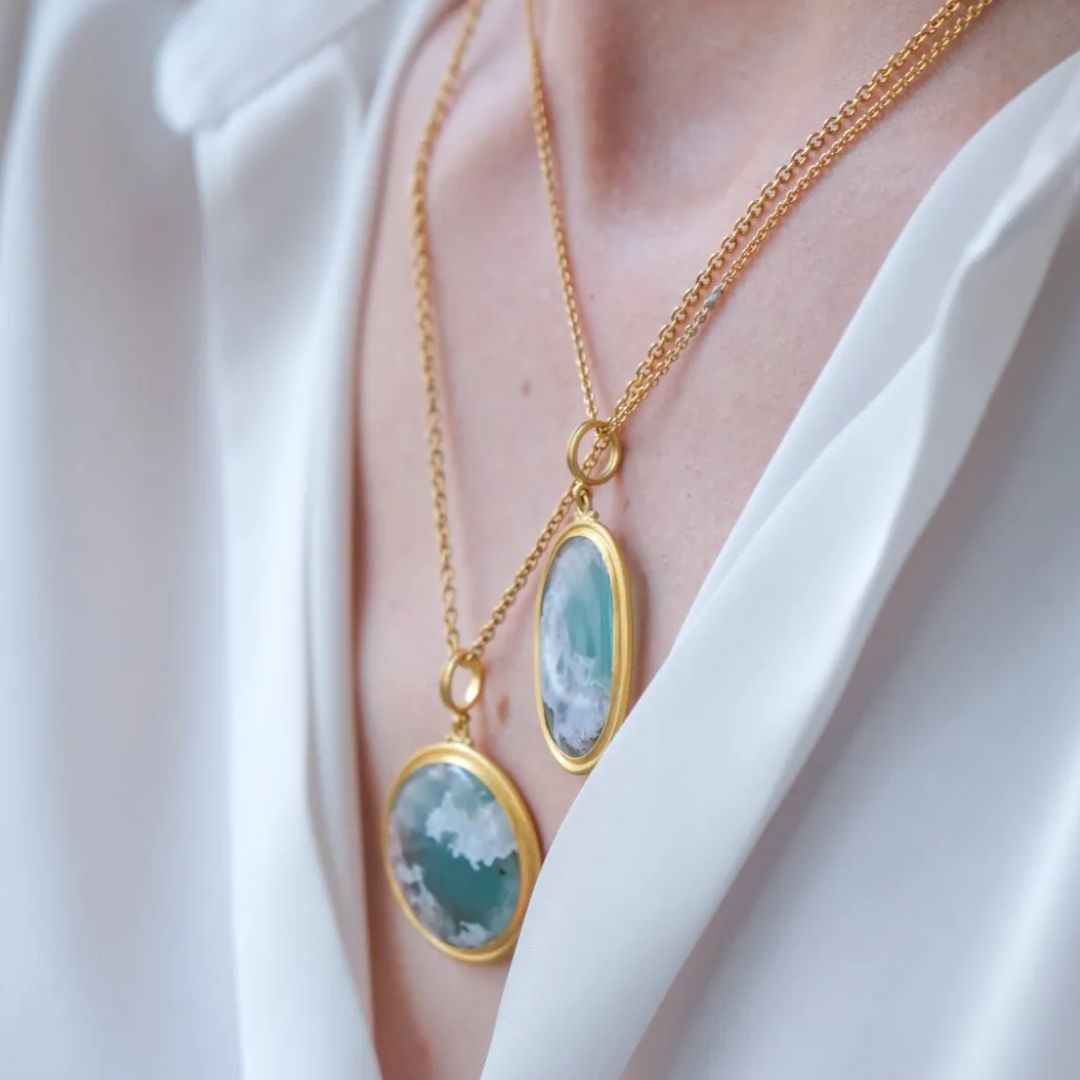 My World Aquaprase Pendant in Yellow Gold
