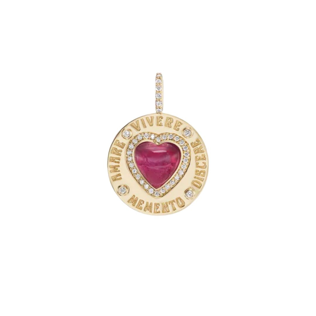 Pink Tourmaline Greek Love Charm in Yellow Gold