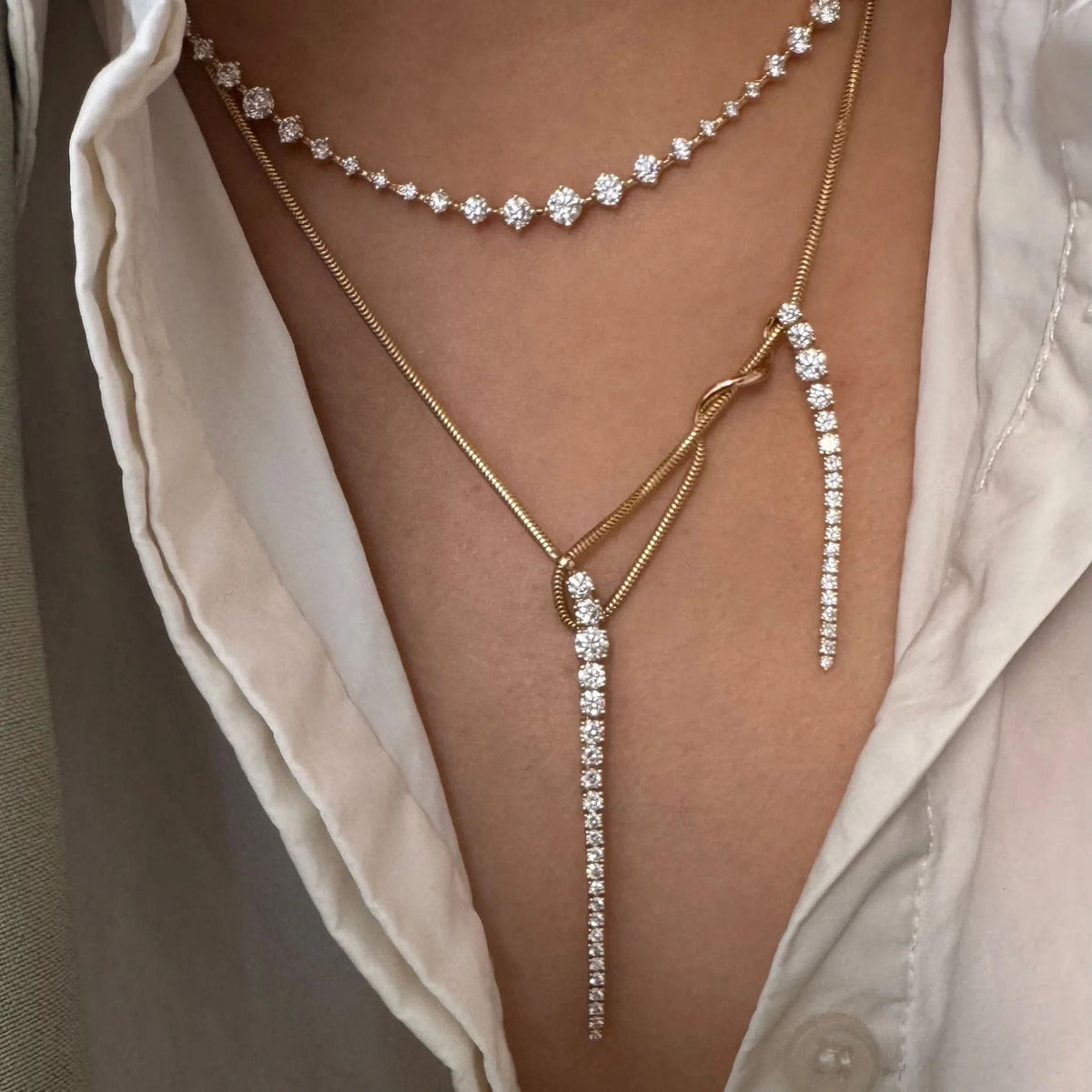 Flourish Lariat Necklace in Yellow Gold