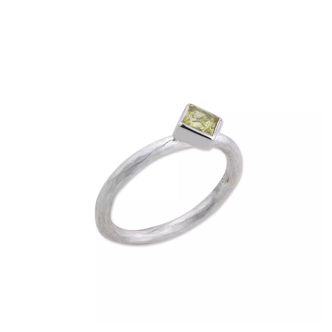 Prismic Yellow Sapphire Ring in Sterling Silver