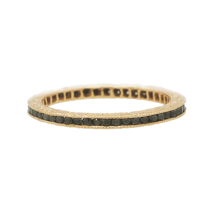 Channel Black Diamond Band in Yellow Gold