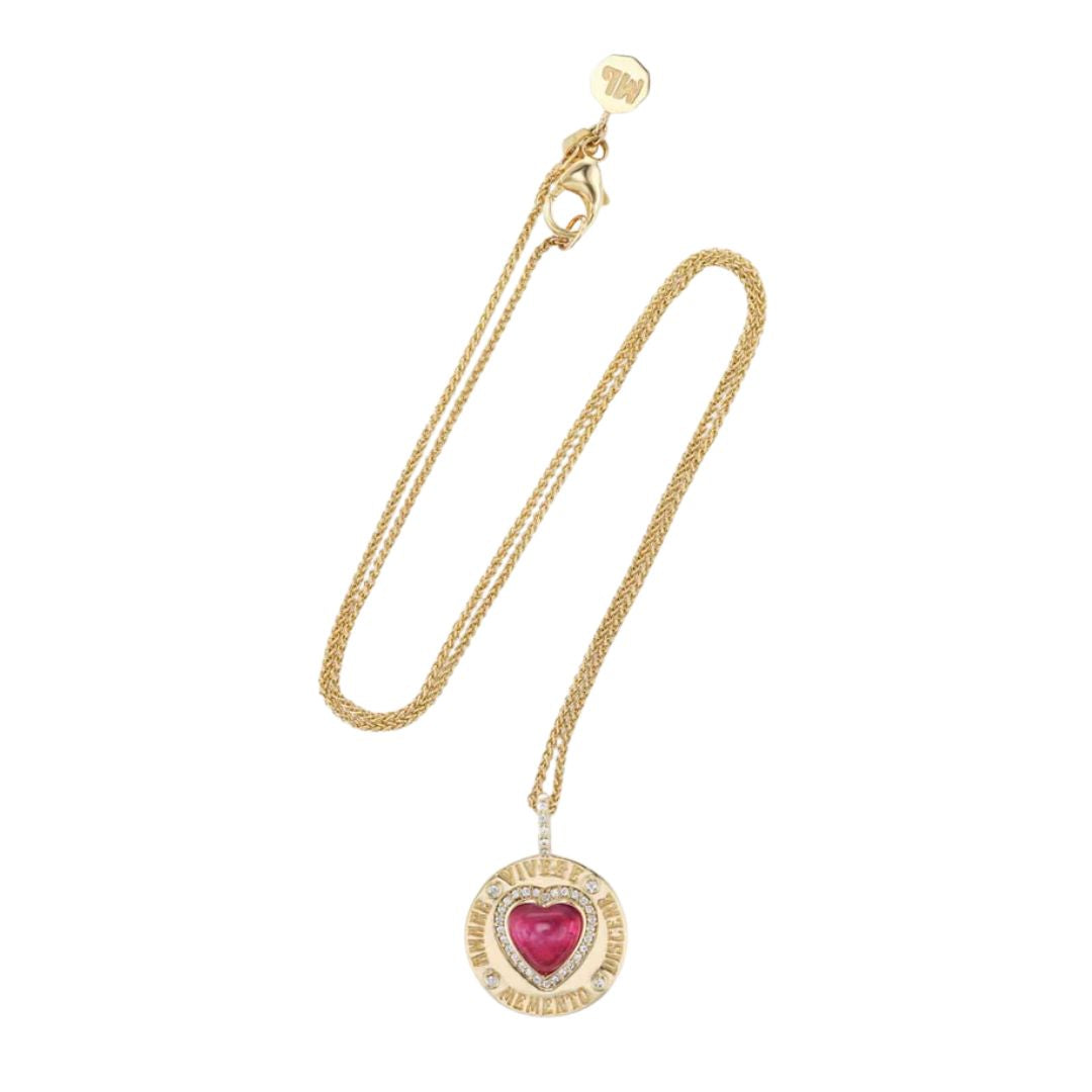 Pink Tourmaline Greek Love Charm in Yellow Gold