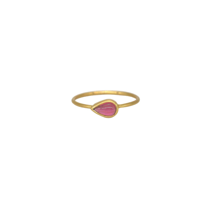 Pink Tourmaline Cabochon Ring in Yellow Gold