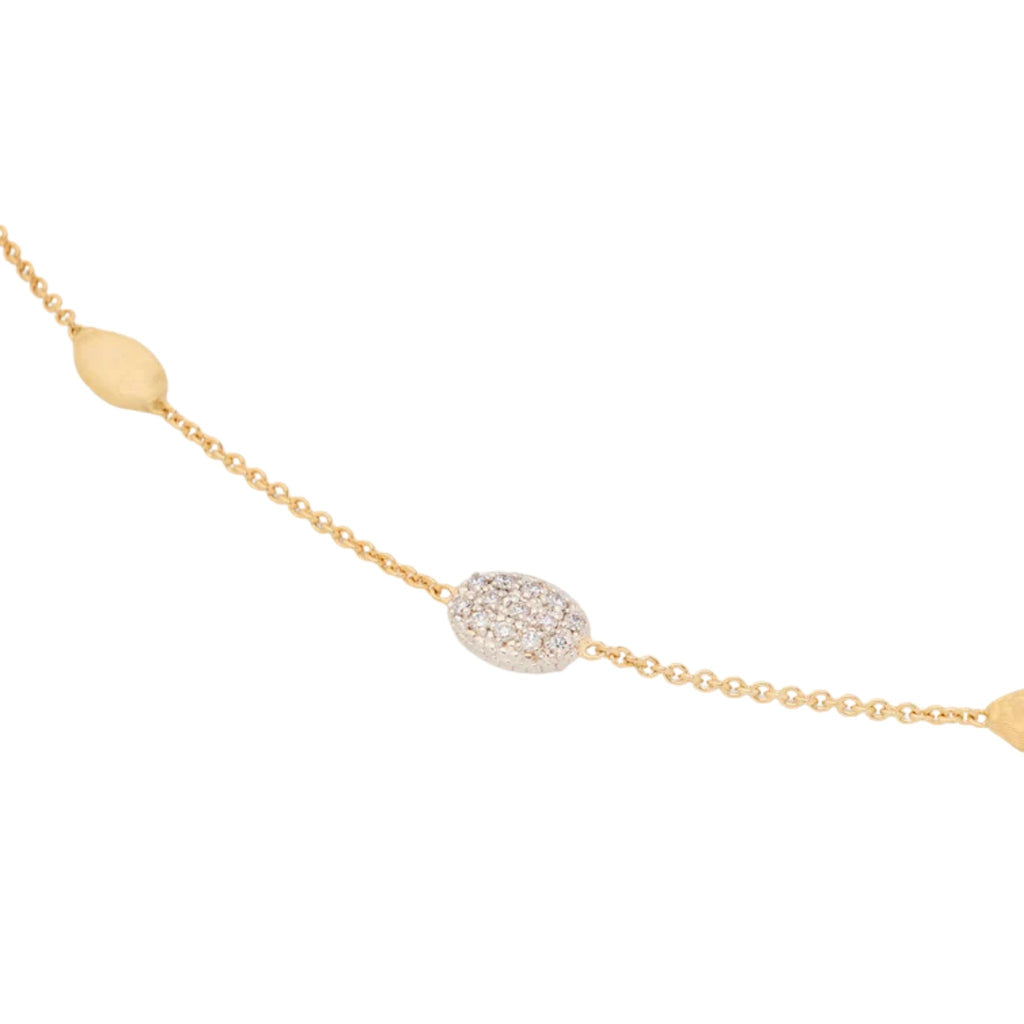 Siviglia Small Bean Diamond Bracelet in Yellow Gold and White Gold