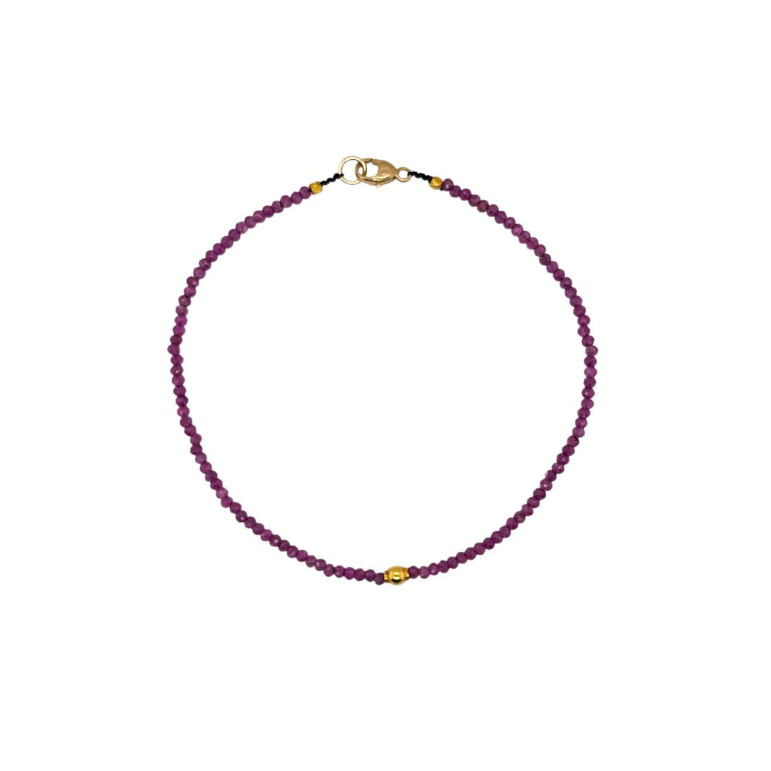 Ruby Beaded Bracelet in Yellow Gold