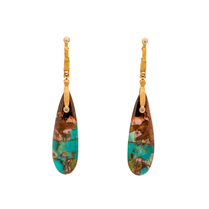 Sticks and Stones Earrings with Collawood and Diamonds in Yellow Gold