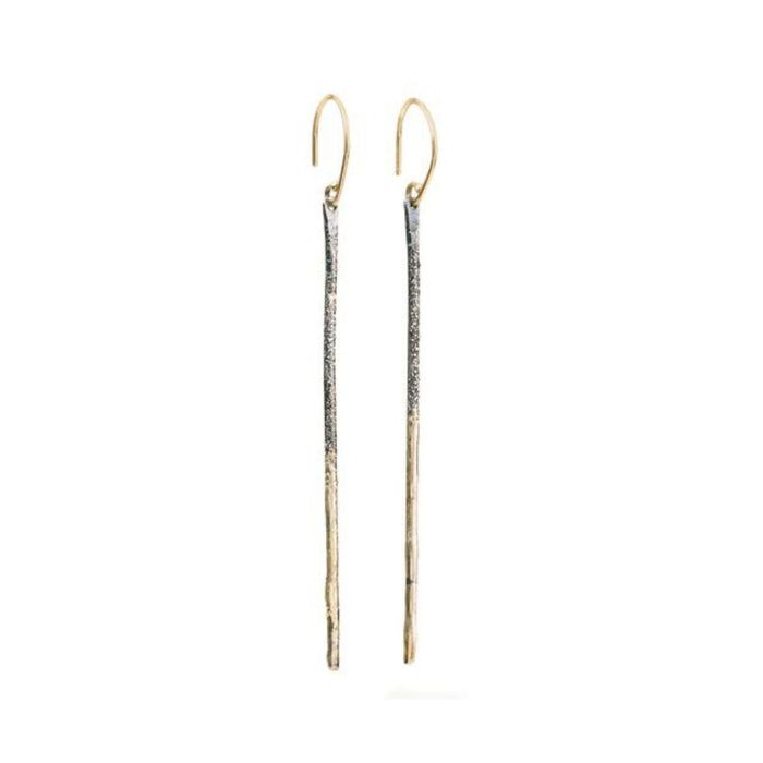 The About Town Earrings in Oxidized Argentium Silver and Yellow Gold