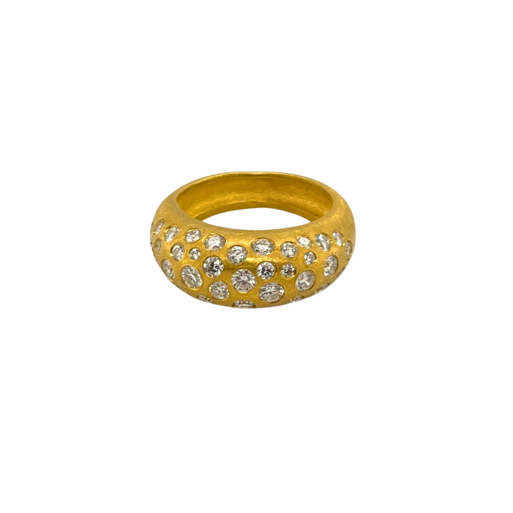 Shamu Diamond Dome Ring in Yellow Gold