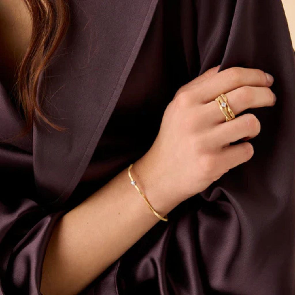Marrakech Coil Diamond Bangle in Yellow Gold