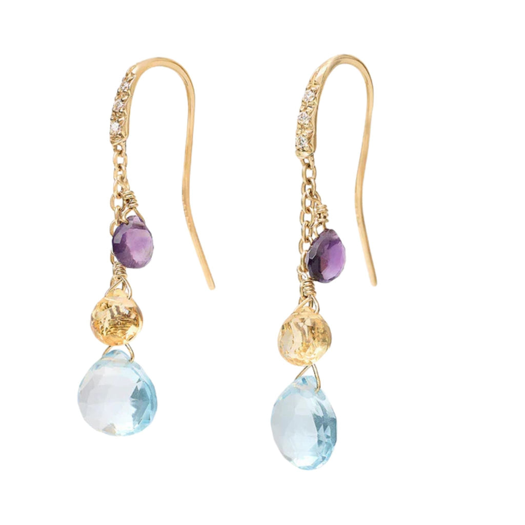 Paradise Mixed Gemstone Earrings in Yellow Gold