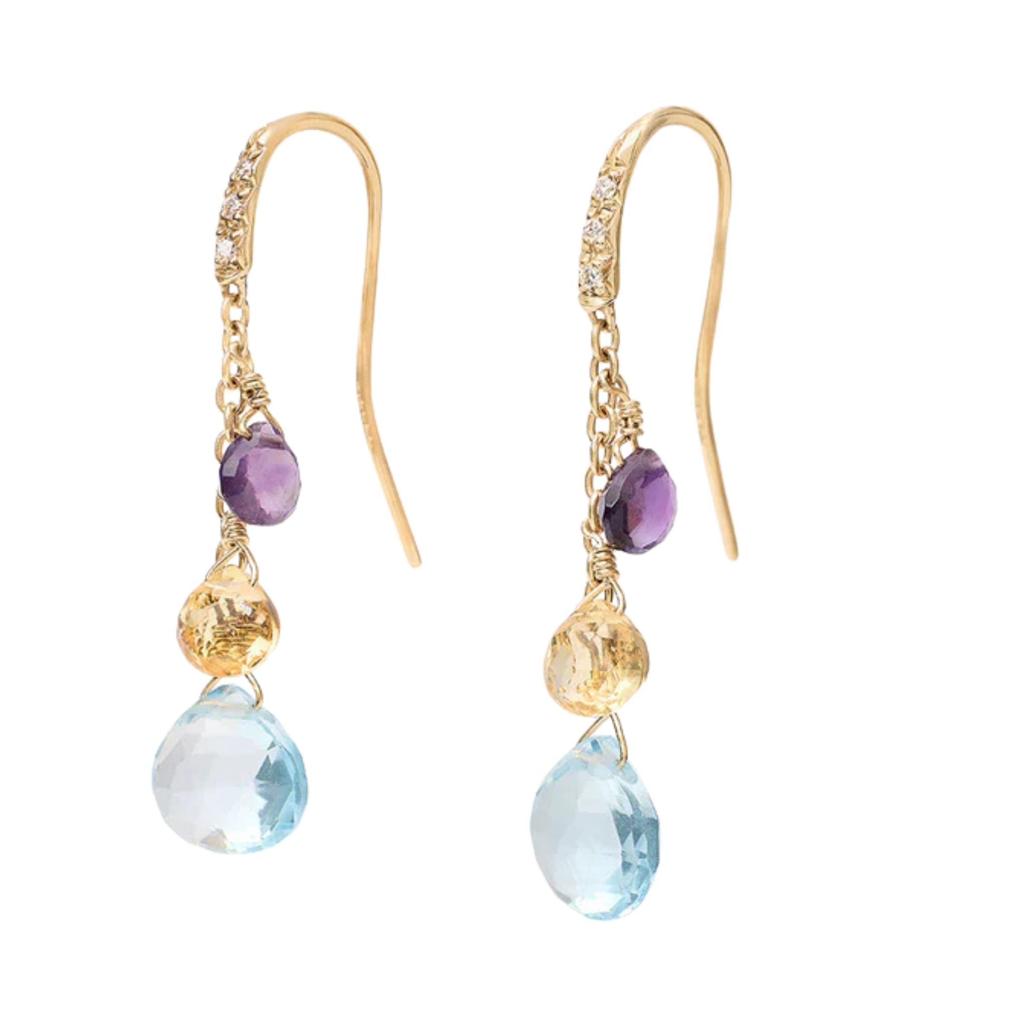 Paradise Mixed Gemstone Earrings in Yellow Gold