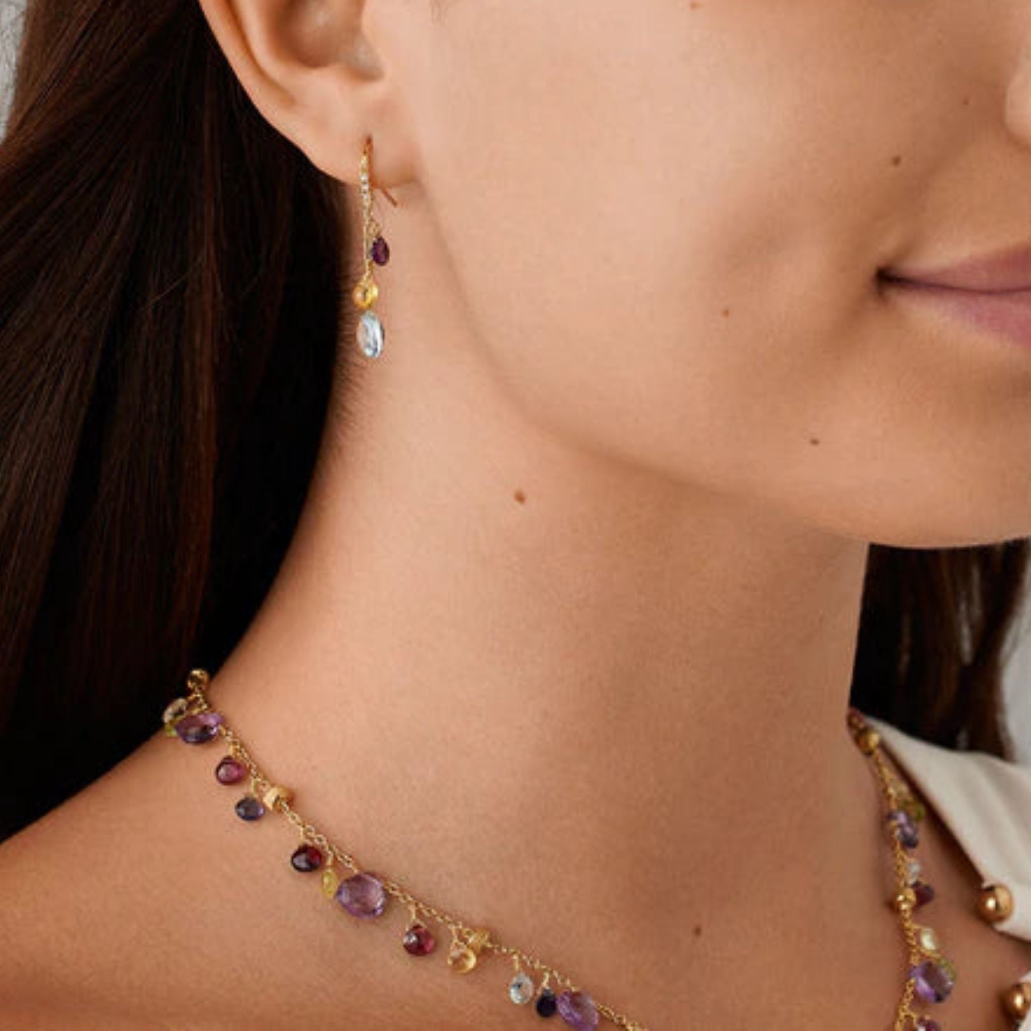 Paradise Mixed Gemstone Earrings in Yellow Gold