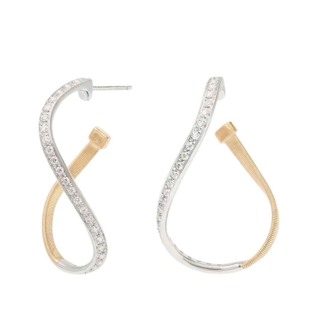 Marrakech Irregular Small Hoops in White Gold and Yellow Gold