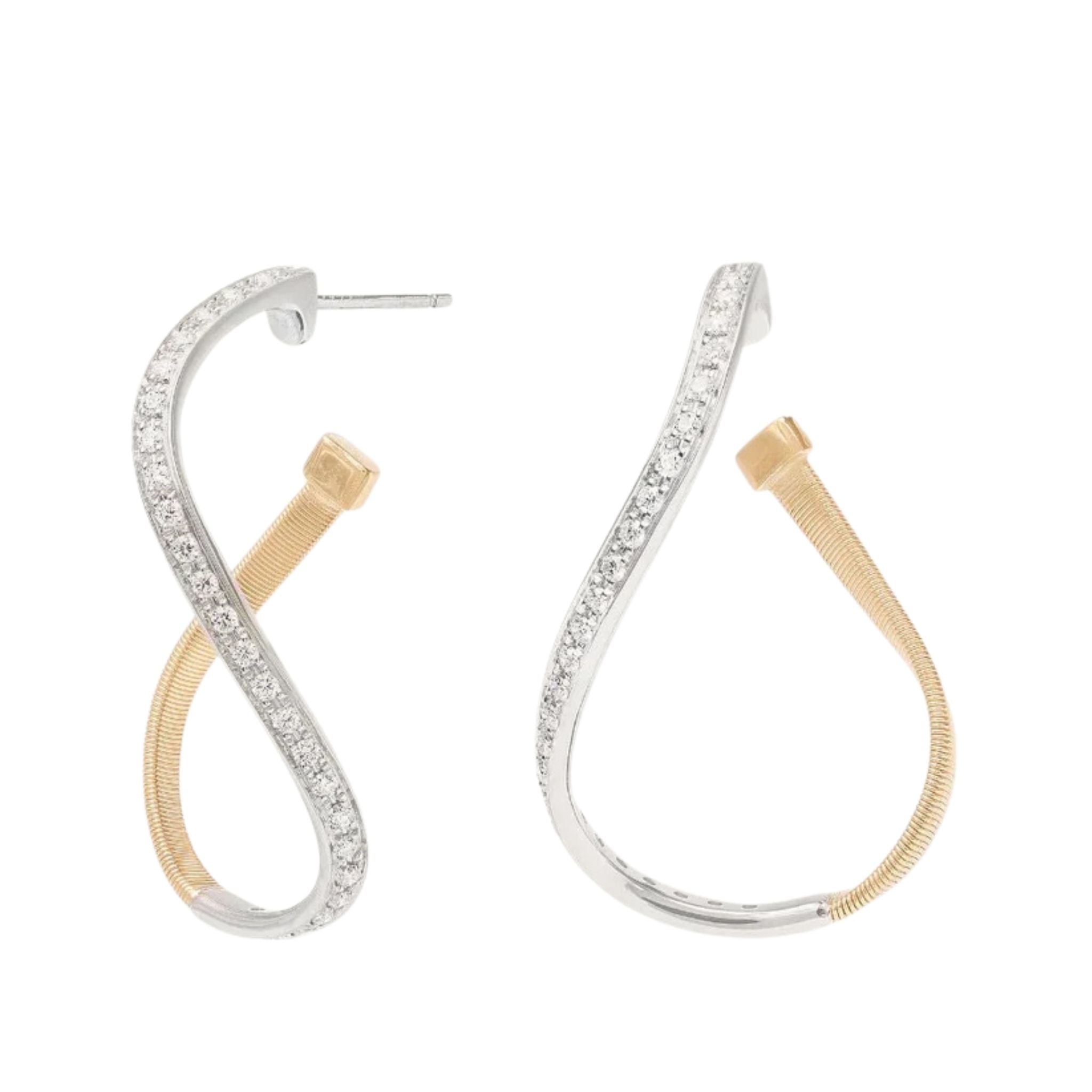 Marrakech Irregular Small Hoops in White Gold and Yellow Gold