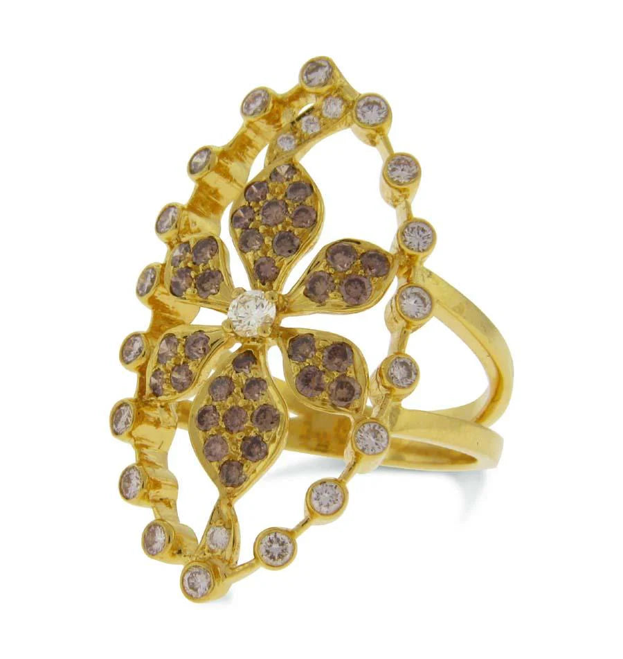Enchanted Garden Champagne Diamond Cocktail Ring