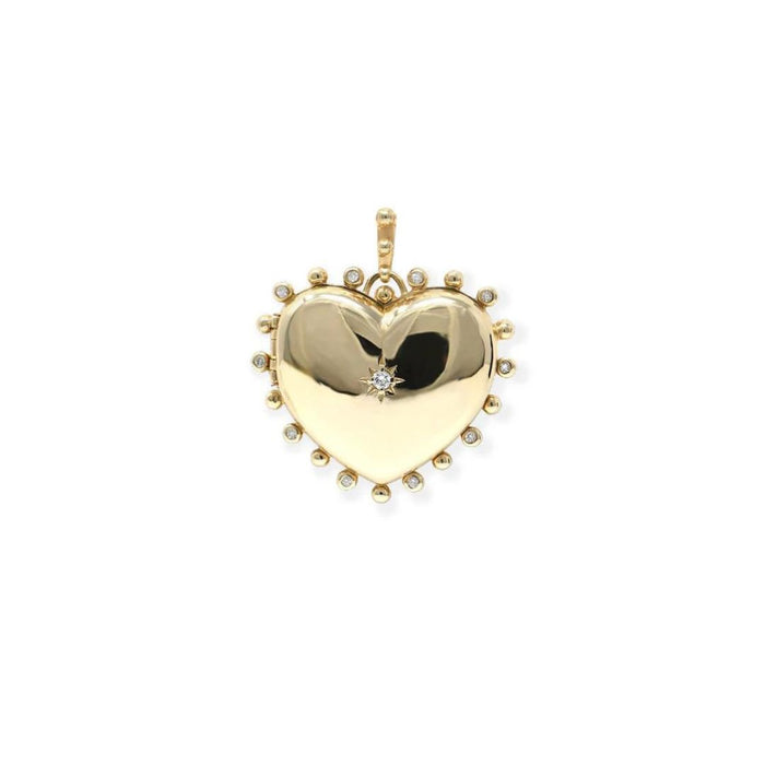 Dew Drop Heart Locket Pendant in Yellow Gold