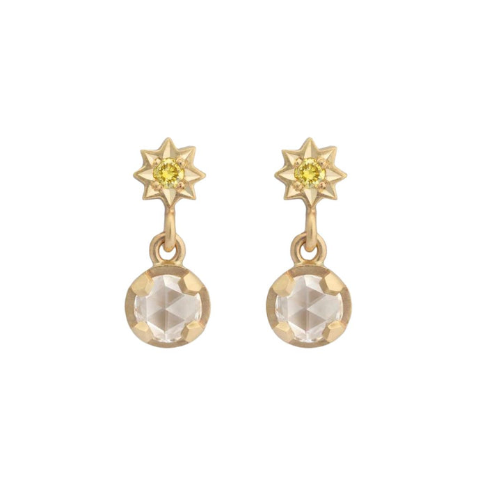 Diamond Orb Drop Earrings in Yellow Gold