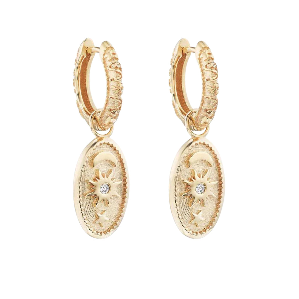 Oval Southwestern Huggies in Yellow Gold