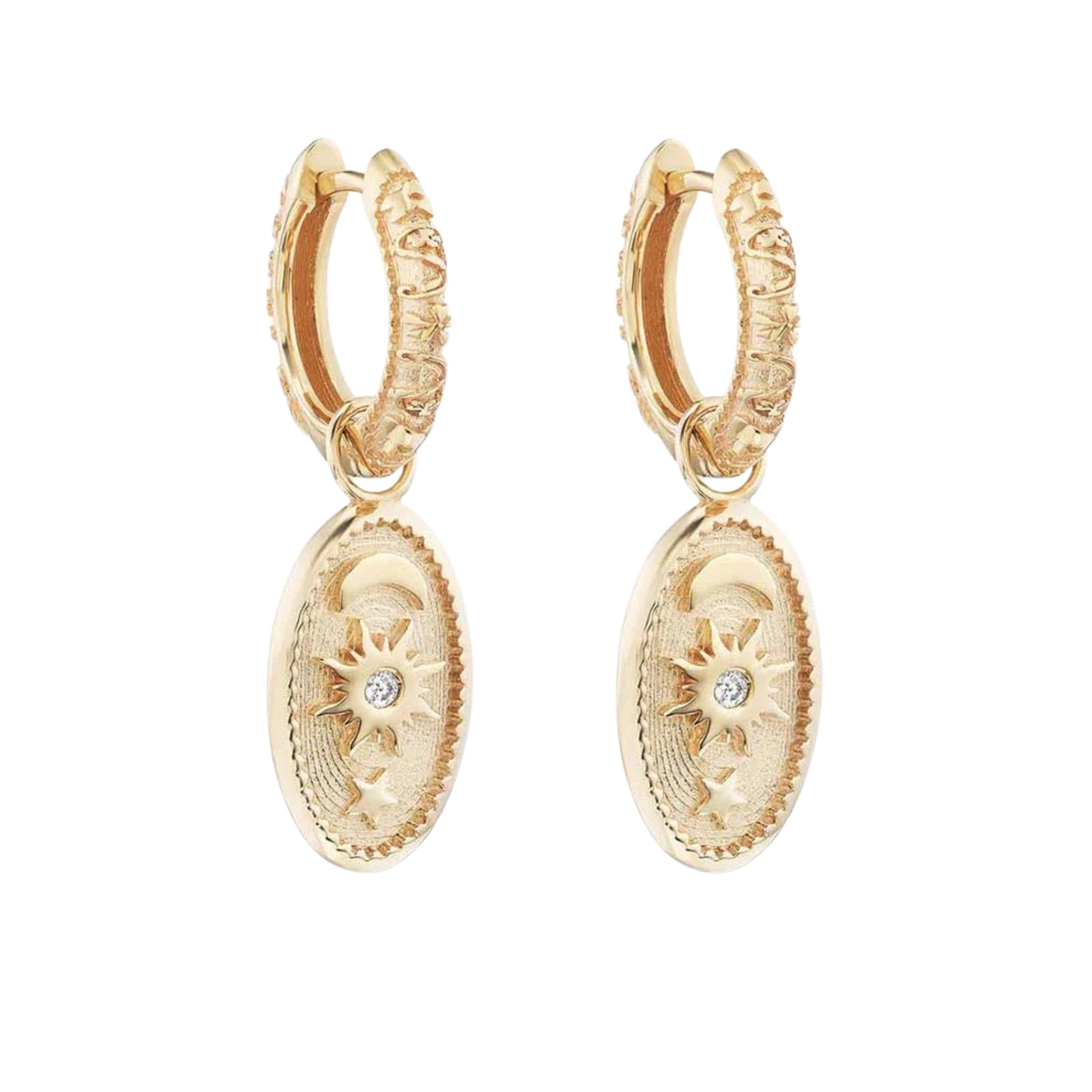 Oval Southwestern Huggies in Yellow Gold