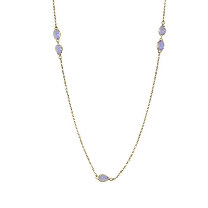 Long Marquise Tanzanite Station Necklace in Yellow Gold