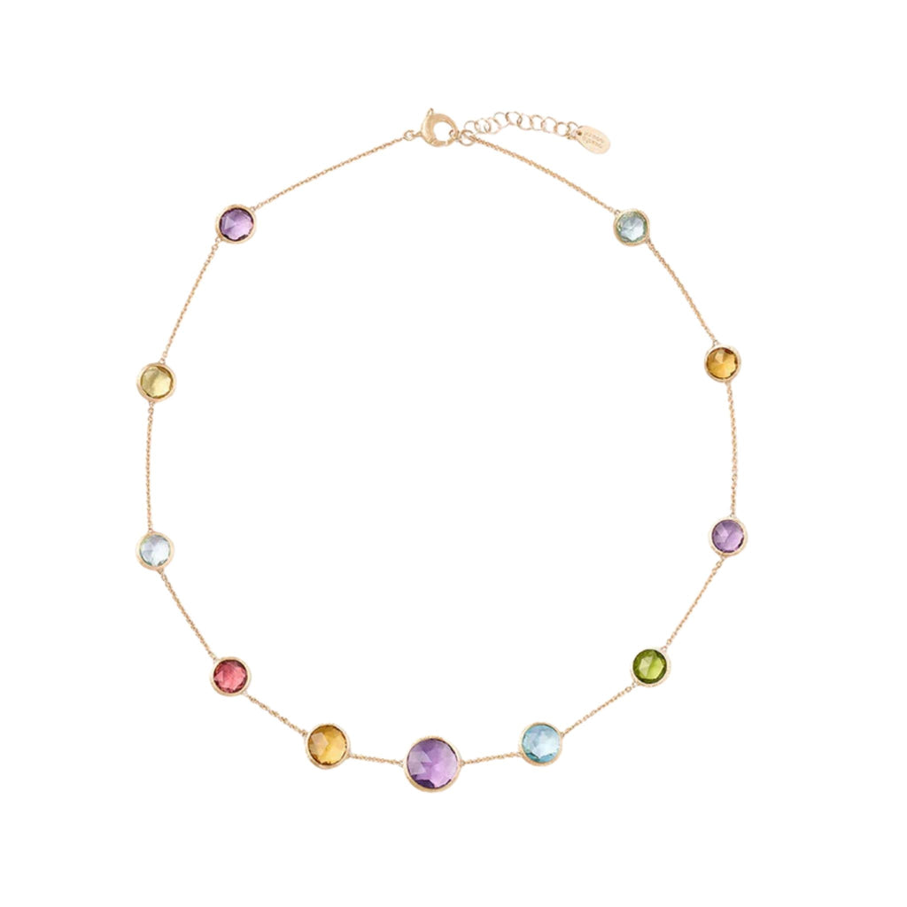 Jaipur Short Mixed Gemstone Necklace in Yellow Gold