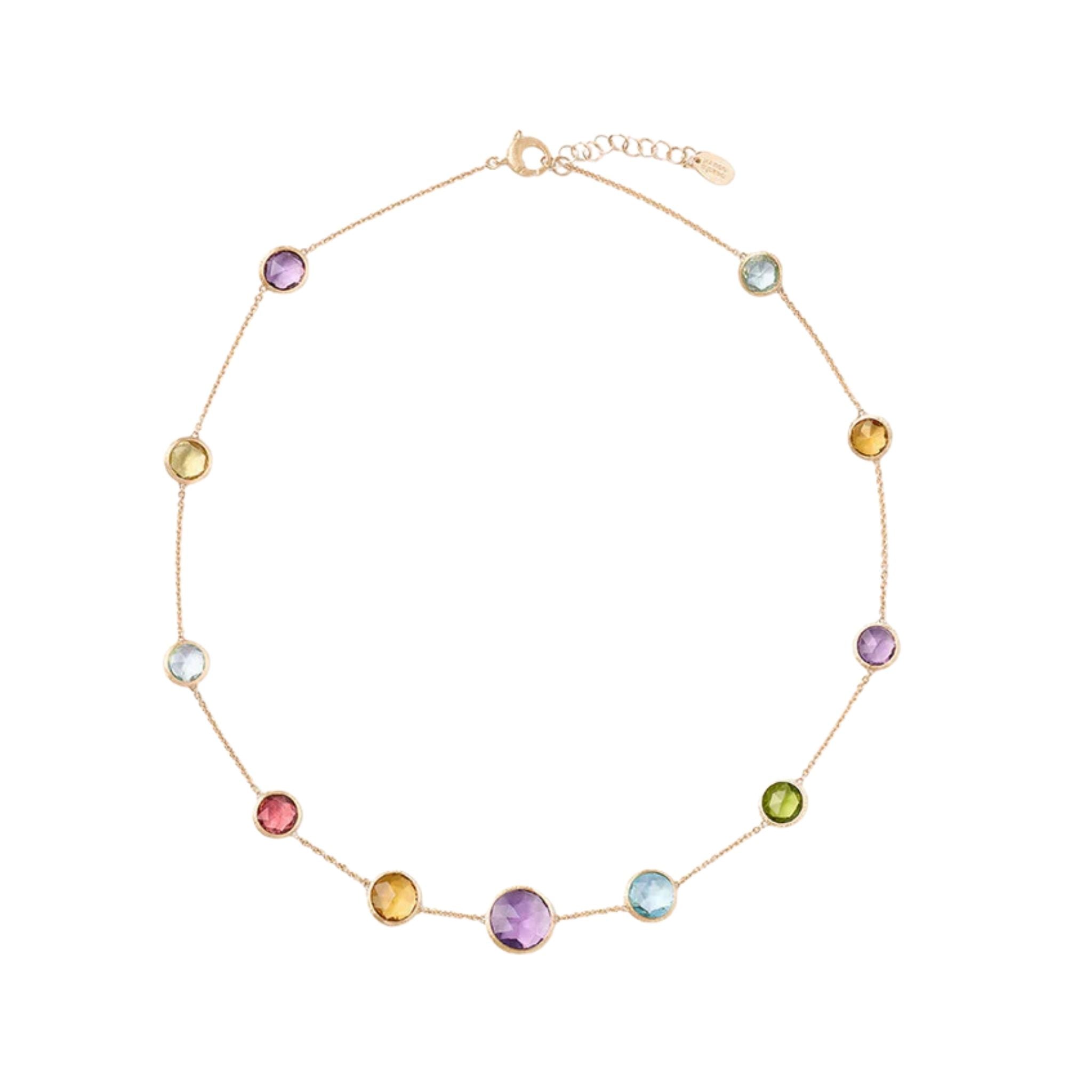 Jaipur Short Mixed Gemstone Necklace in Yellow Gold