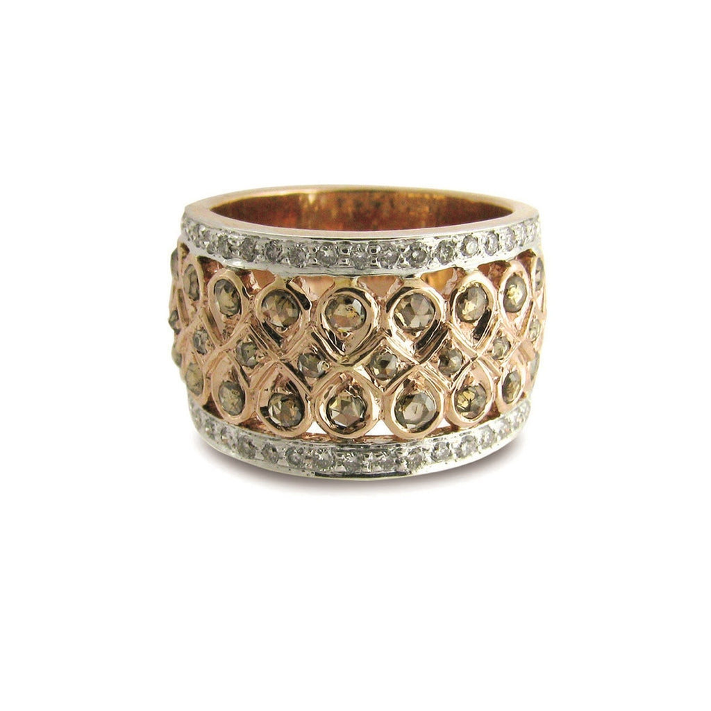Plume Champagne Diamond Wide Band