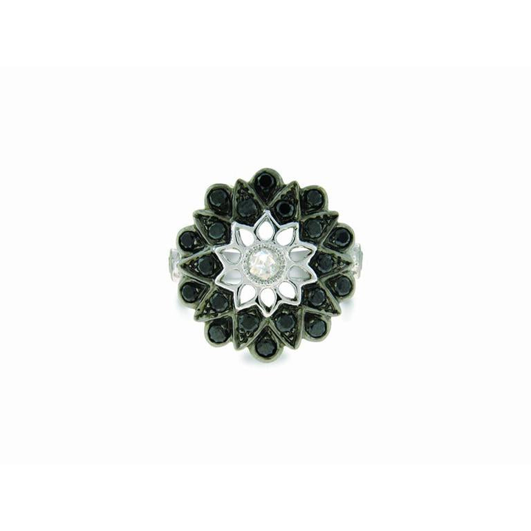 Plume Black Rose Cut Diamond Cocktail Ring