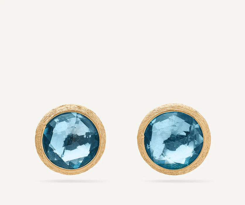 Jaipur Blue Topaz Studs in Yellow Gold