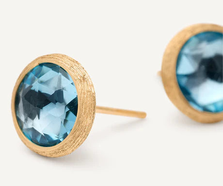 Jaipur Blue Topaz Studs in Yellow Gold