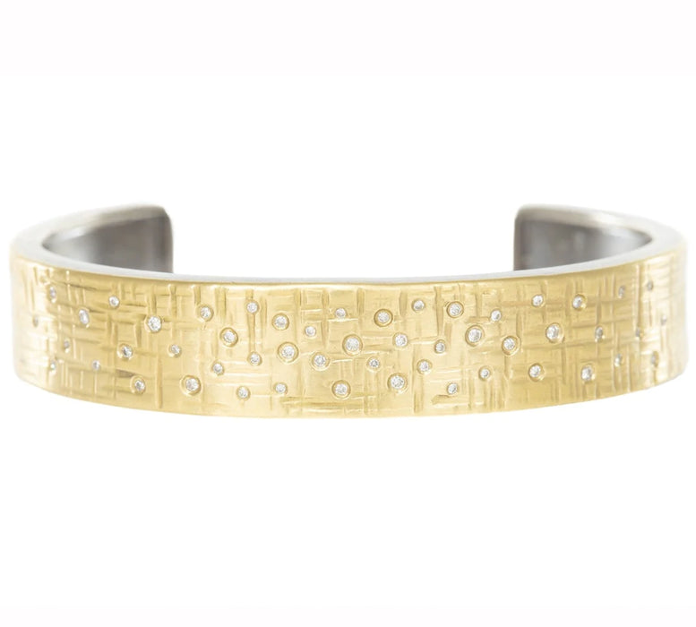 Aspen Squared Cuff in Yellow Gold and Oxidized Argentium Silver