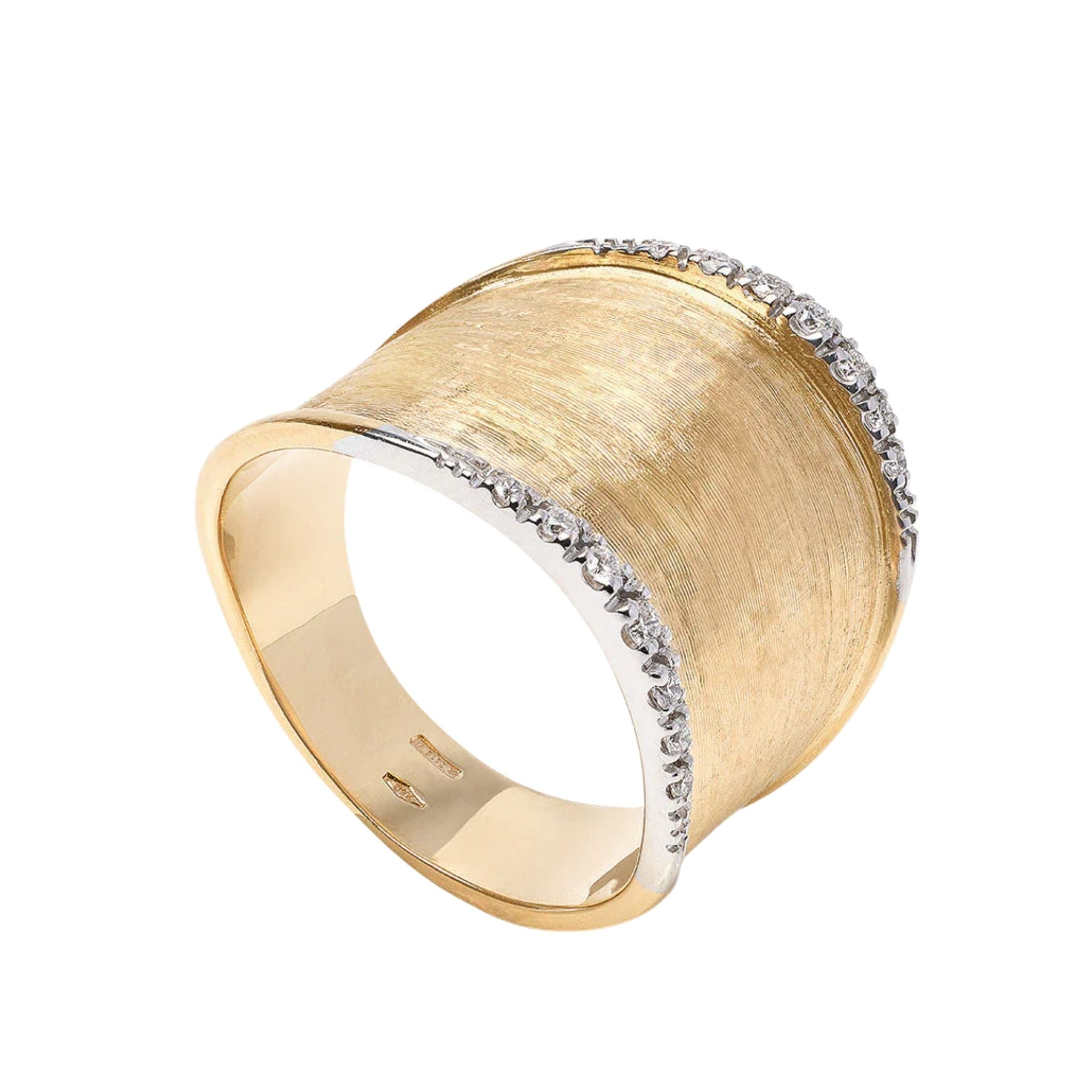 Lunaria Ring with Diamond Pave in Yellow Gold