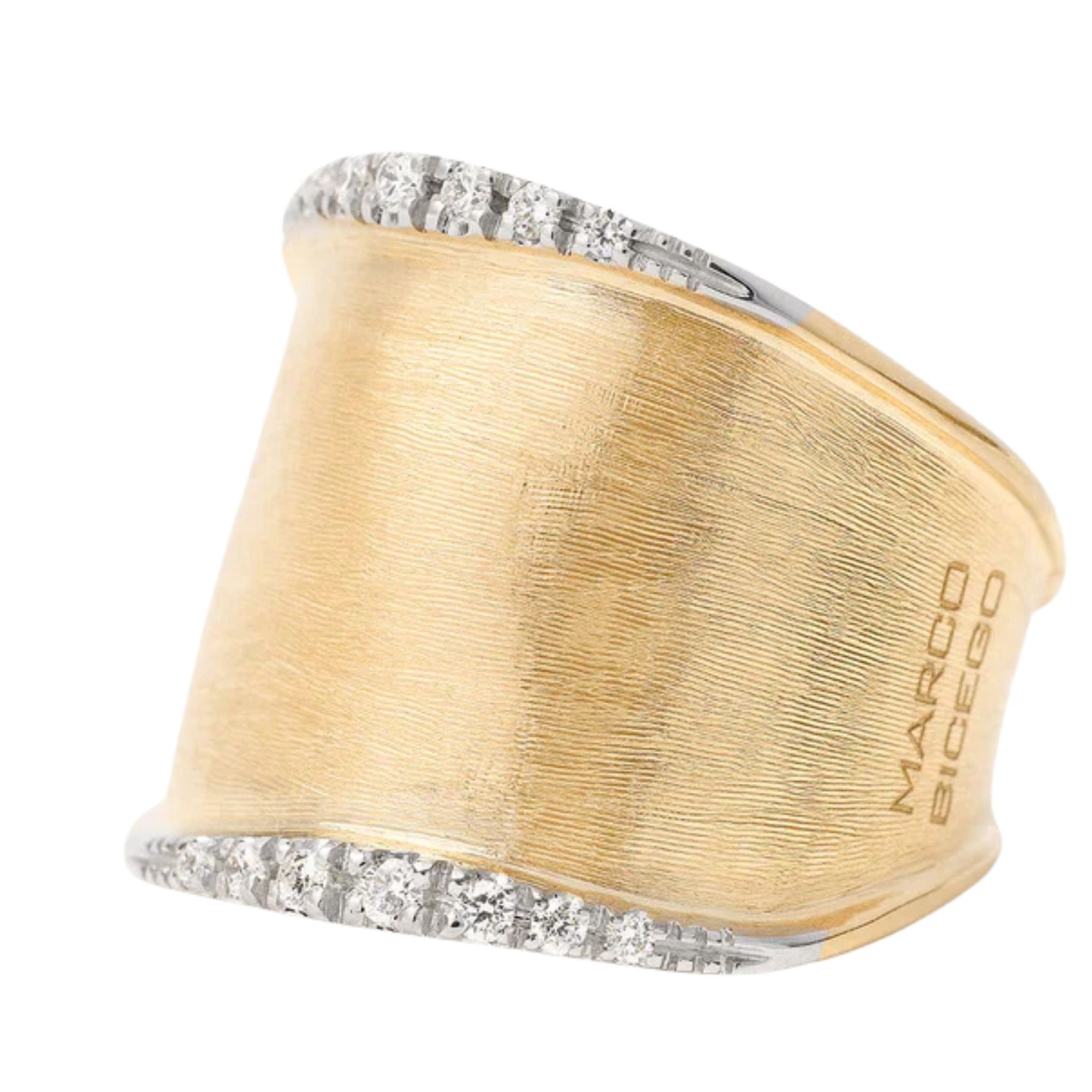 Lunaria Ring with Diamond Pave in Yellow Gold