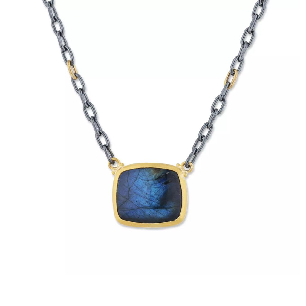 Kami Necklace in Oxidized Sterling Silver and Yellow Gold