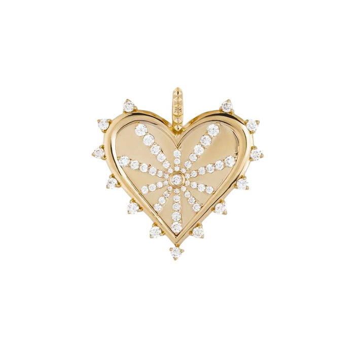 Spiked Heart Pave Charm in Yellow Gold