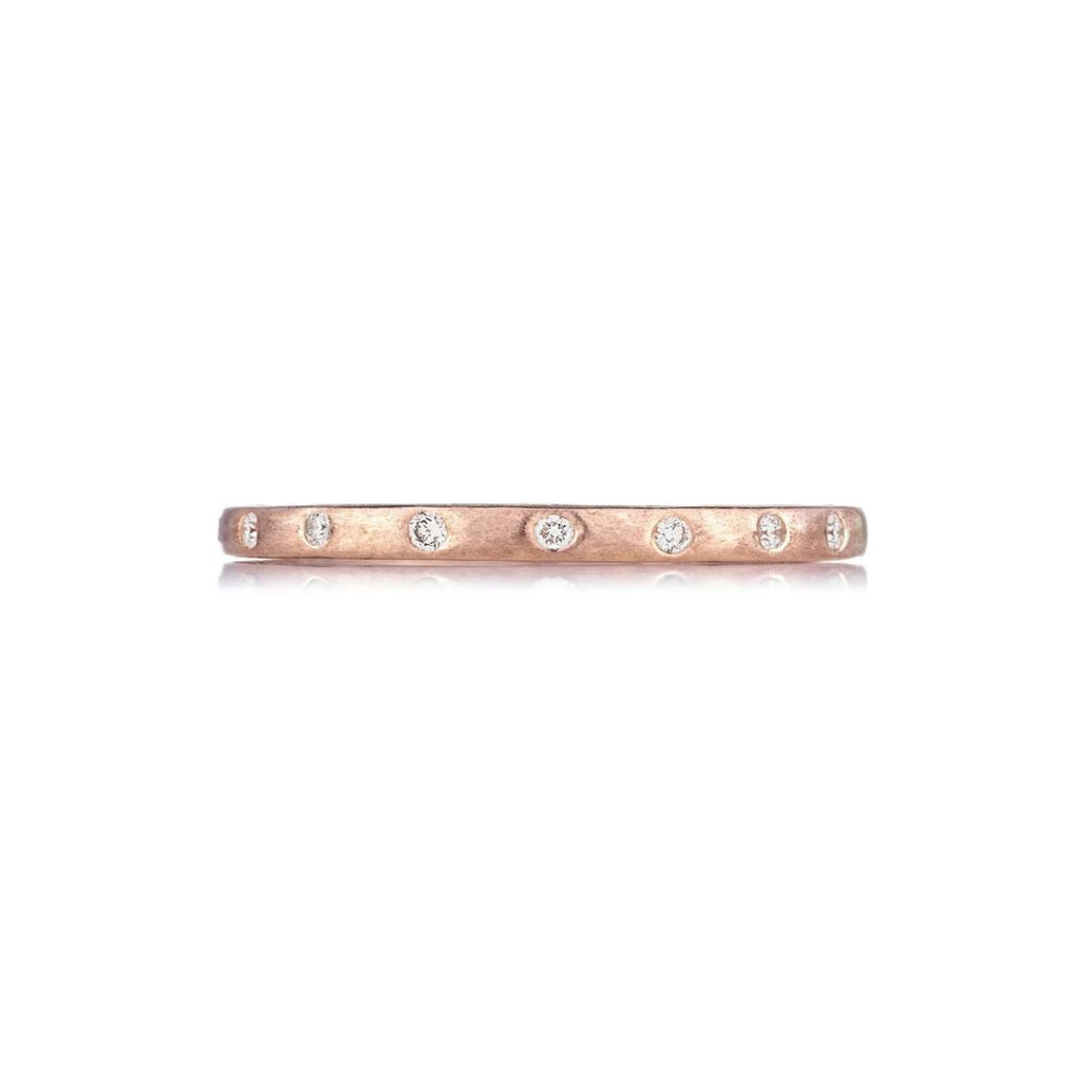 Dunes Narrow White Diamond Band in Rose Gold