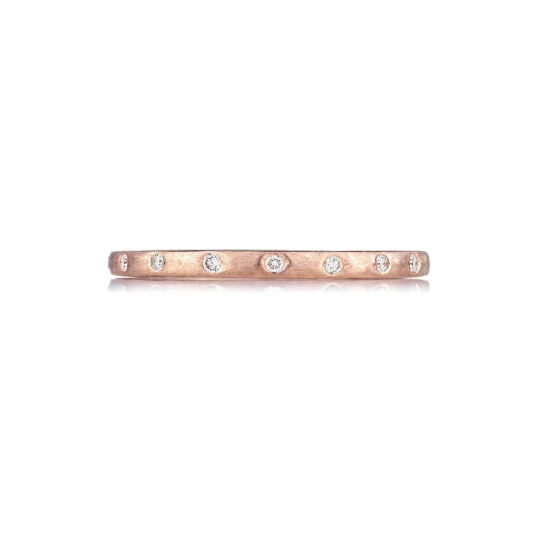 Dunes Narrow White Diamond Band in Rose Gold