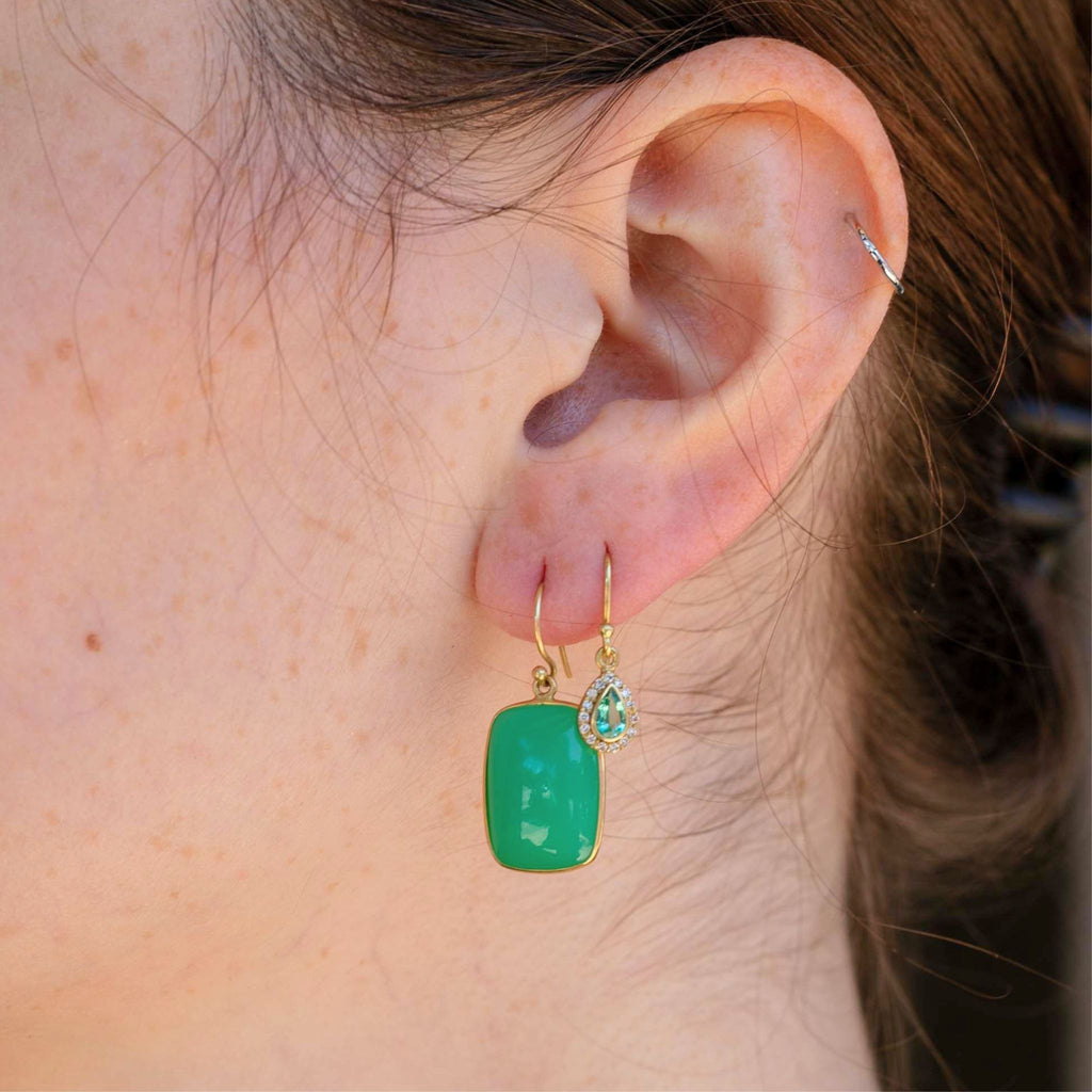 Emerald Teardrop Earrings in Yellow Gold