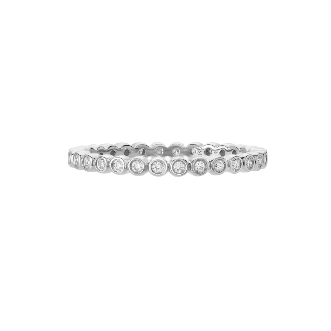 Mini Bezel White Diamond Band in White Gold