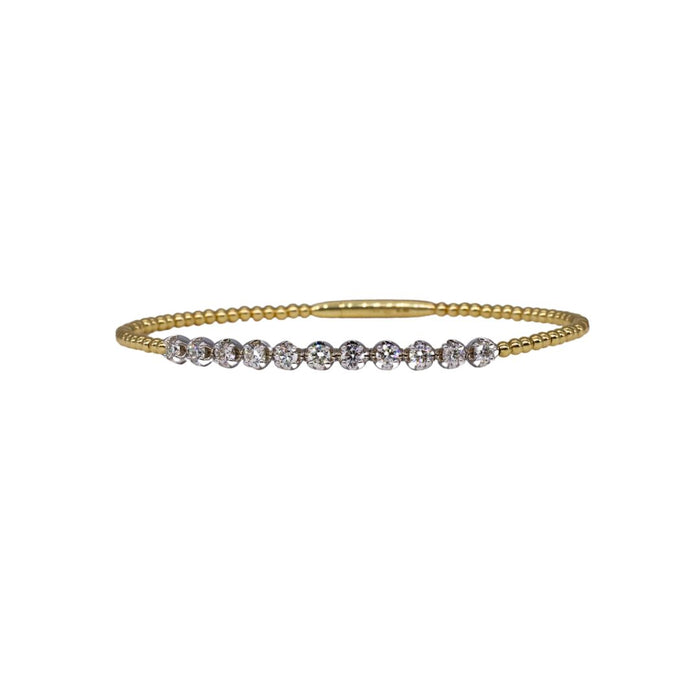 Diamond Bead Bracelet in Yellow and White Gold