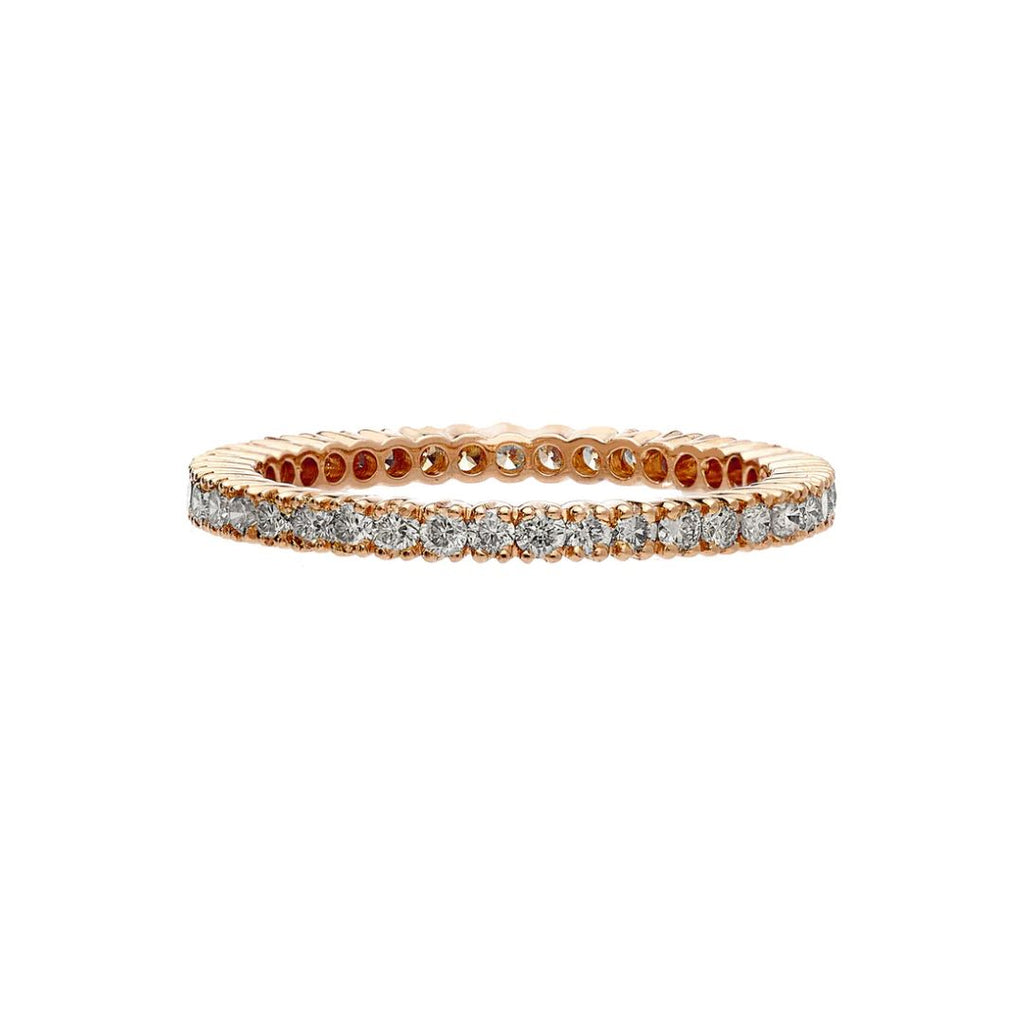 Prong White Diamond Band in Rose Gold