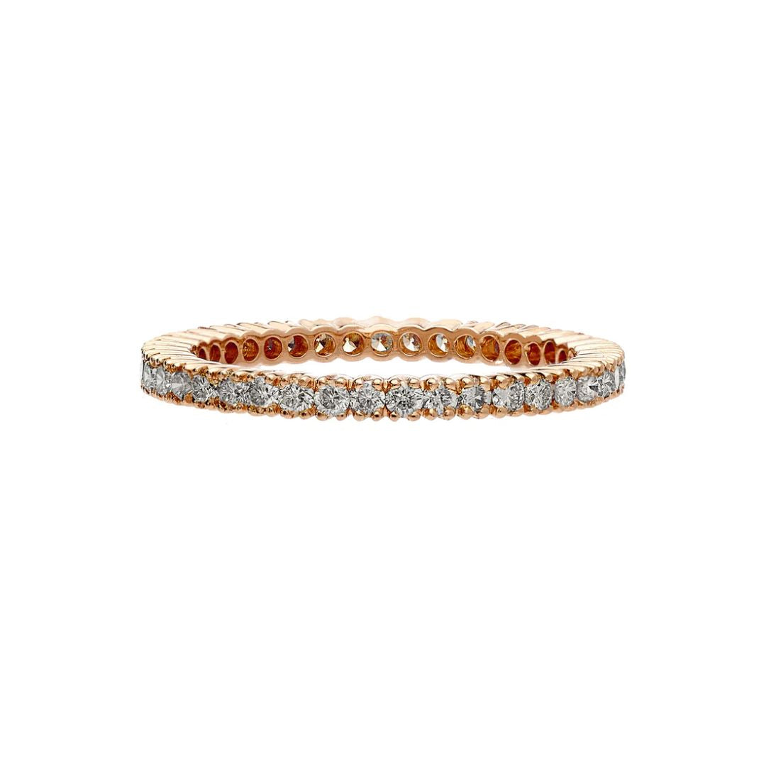 Prong White Diamond Band in Rose Gold