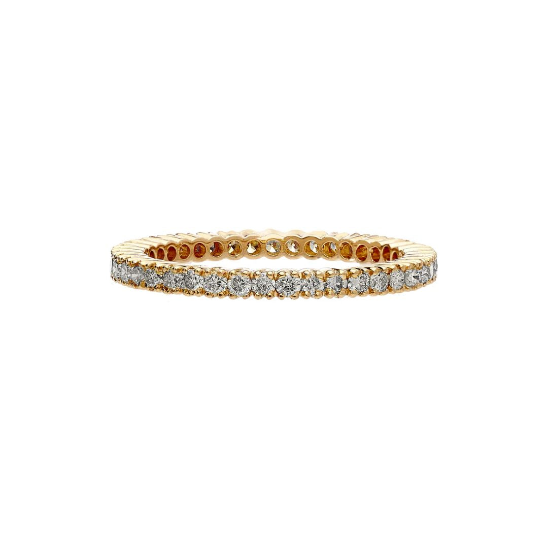Prong White Diamond Band in Yellow Gold