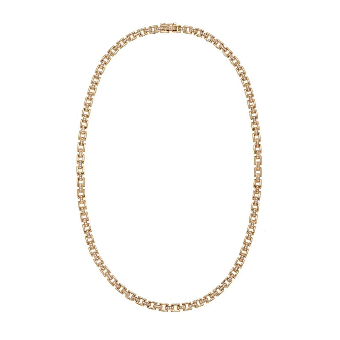 Cesta White Diamond Necklace in Yellow Gold