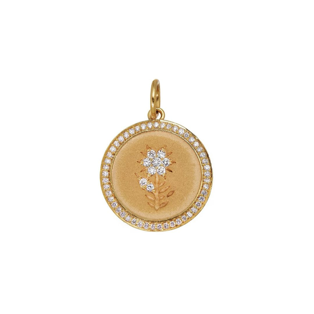 Fleur Diamond Charm in Yellow Gold