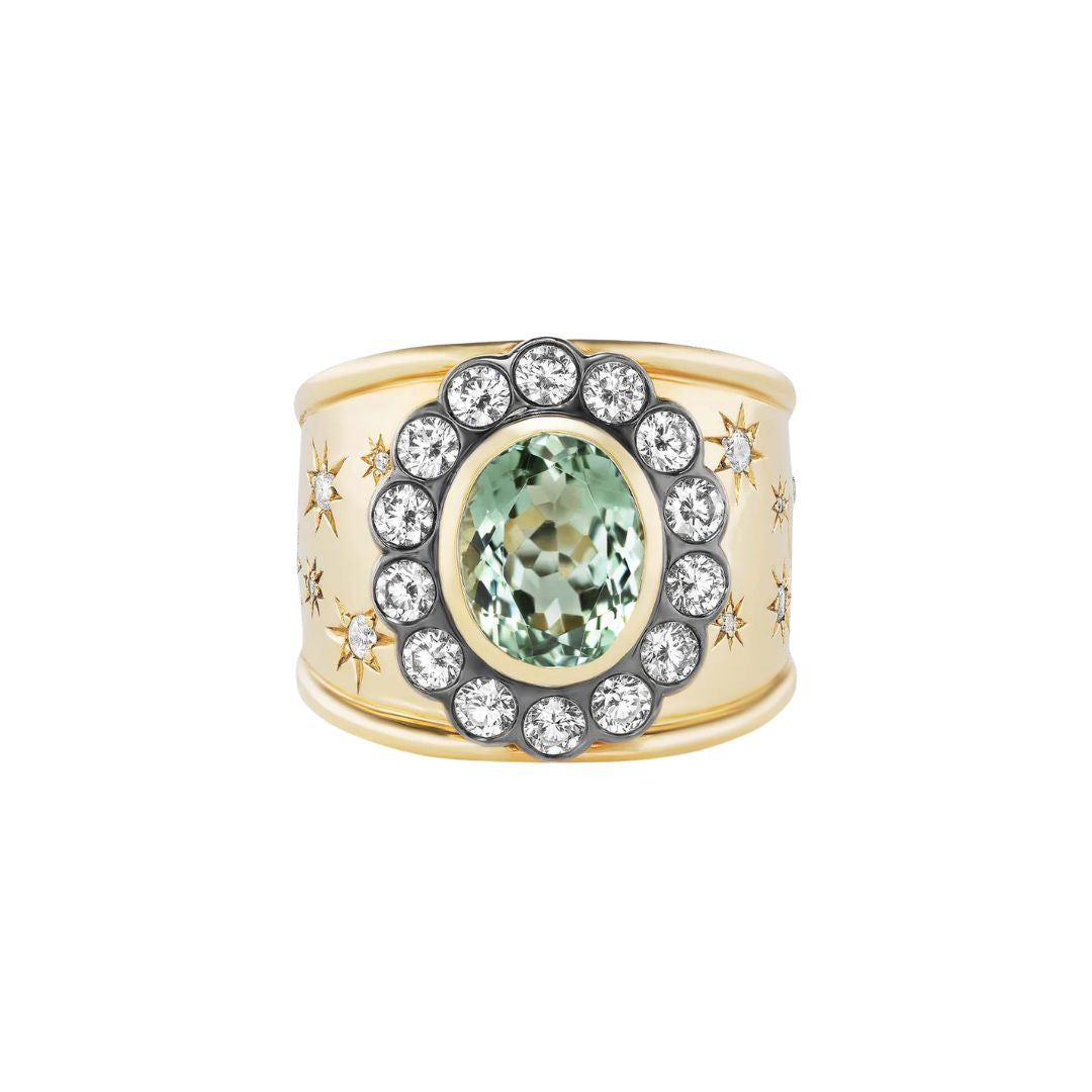 Mint Tourmaline Alix Cigar Band in Yellow Gold