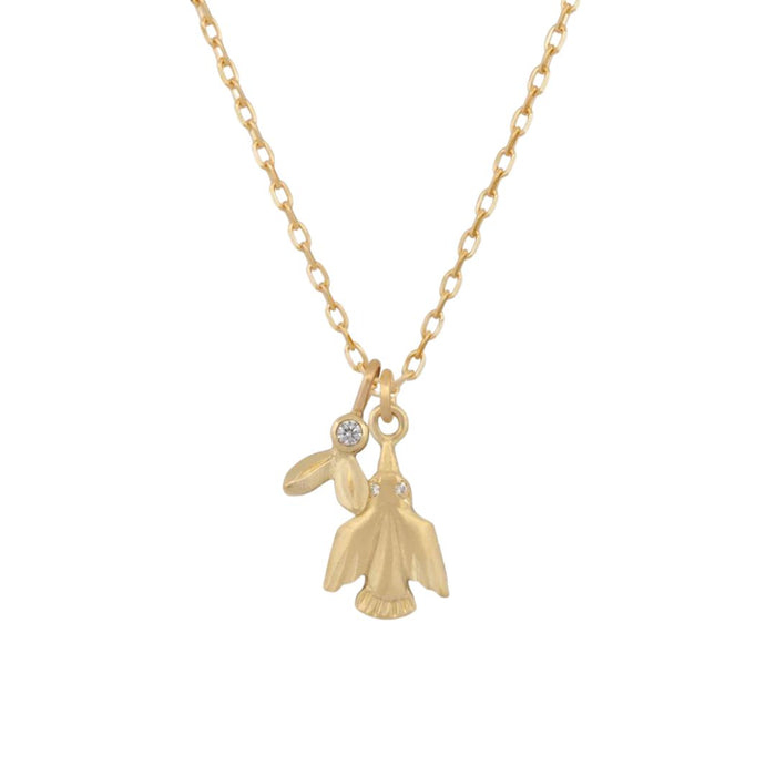 Olive and Eagle Pendant in Yellow Gold