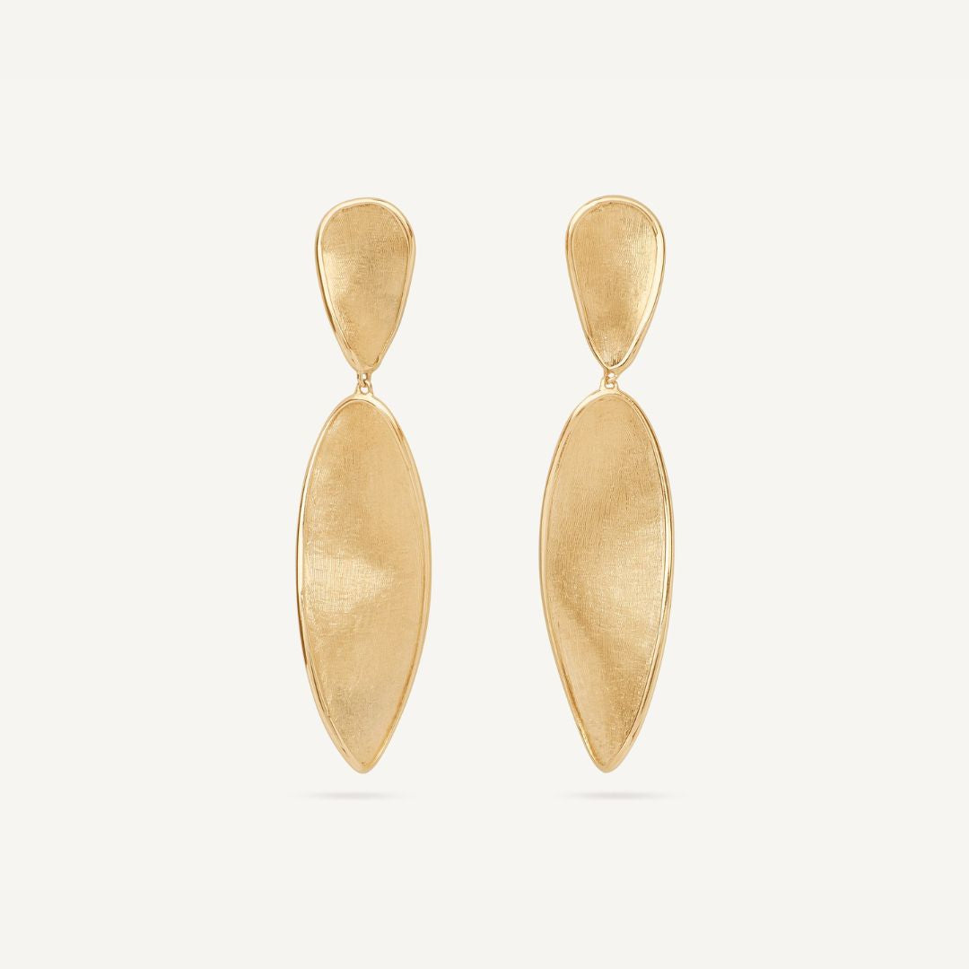 Lunaria Twist Double Petal Drop Earrings in Yellow Gold