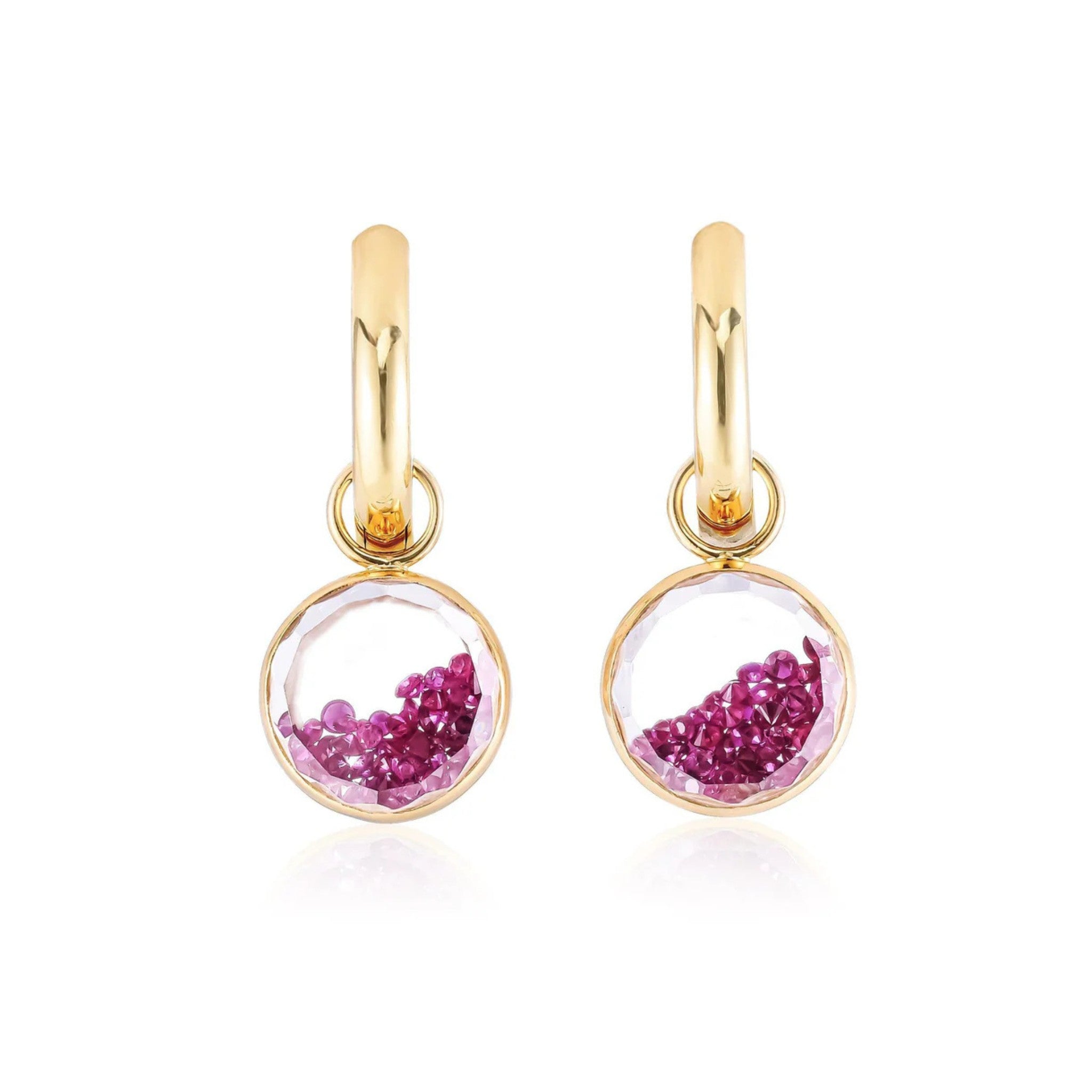 Ruby Core Huggie Earrings in Yellow Gold