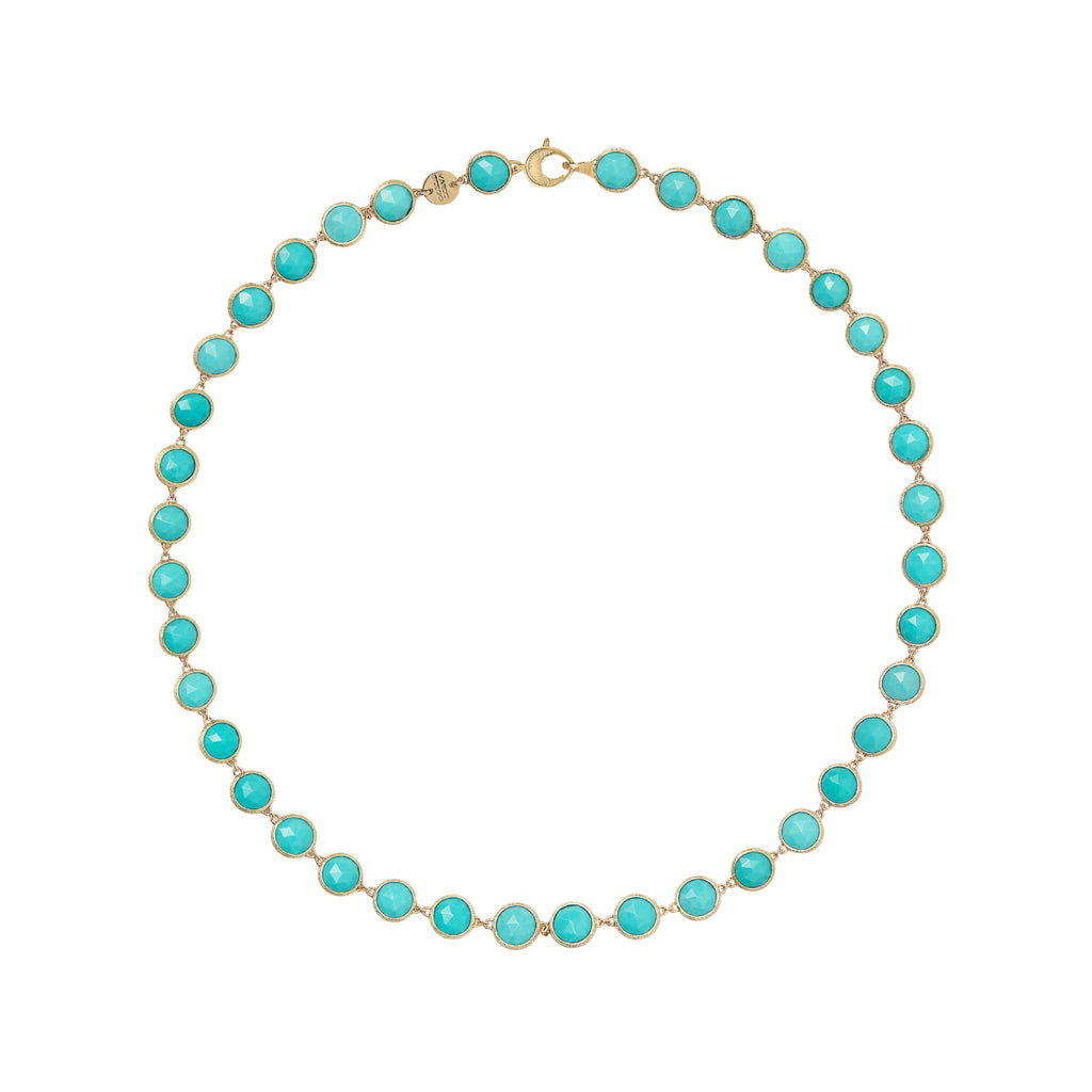 Jaipur Color Turquoise Necklace in Yellow Gold